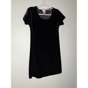 Vintage Cassini black velour scoop neck 90s grunge dark mini dress
